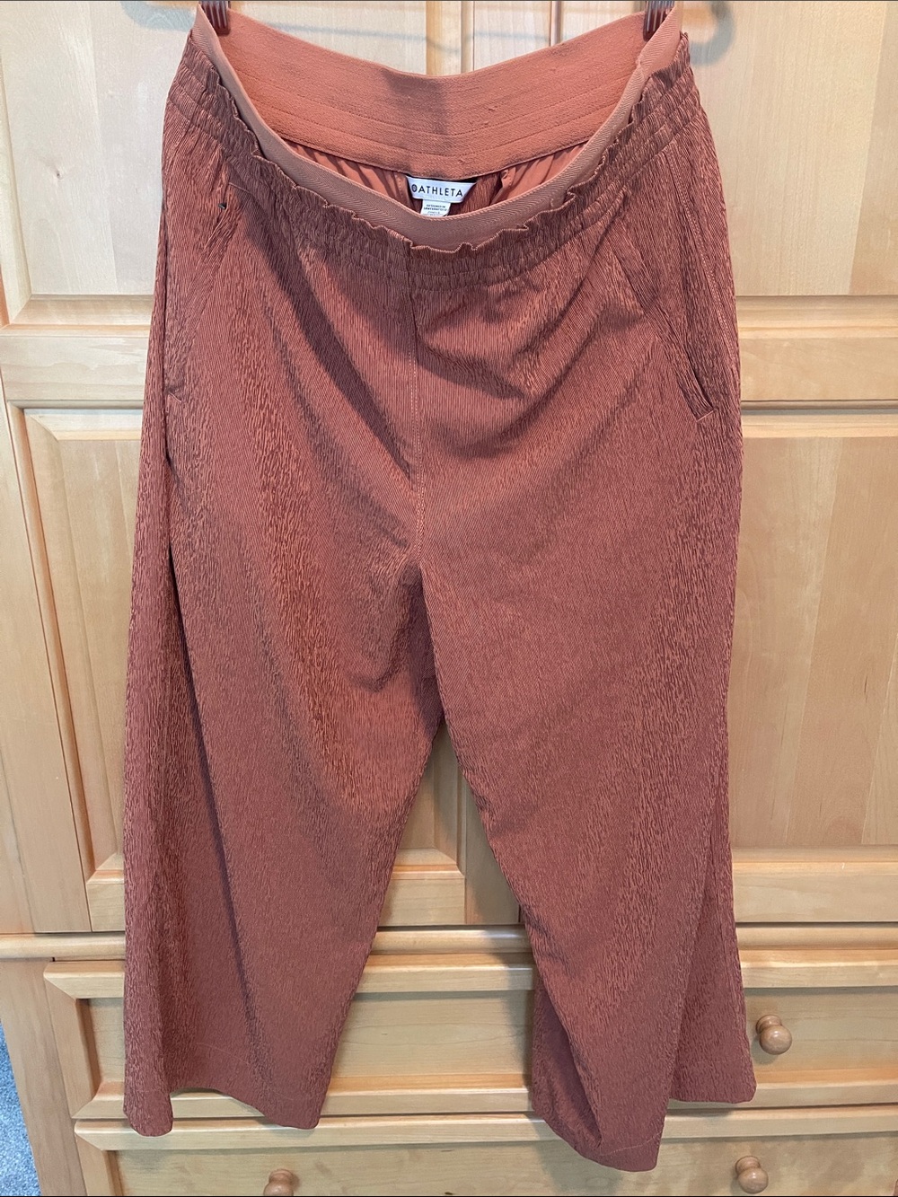 Athleta Rusty Rose Textured Wide-Leg Pants